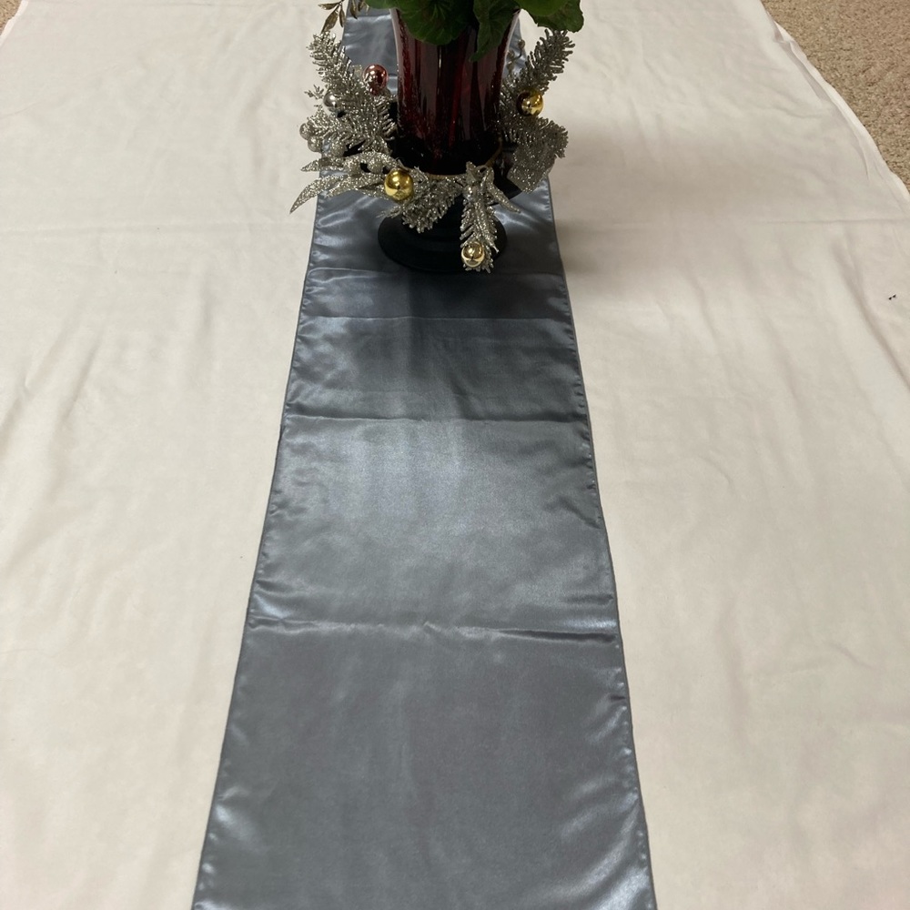 Satin Steel Silver Table Runners